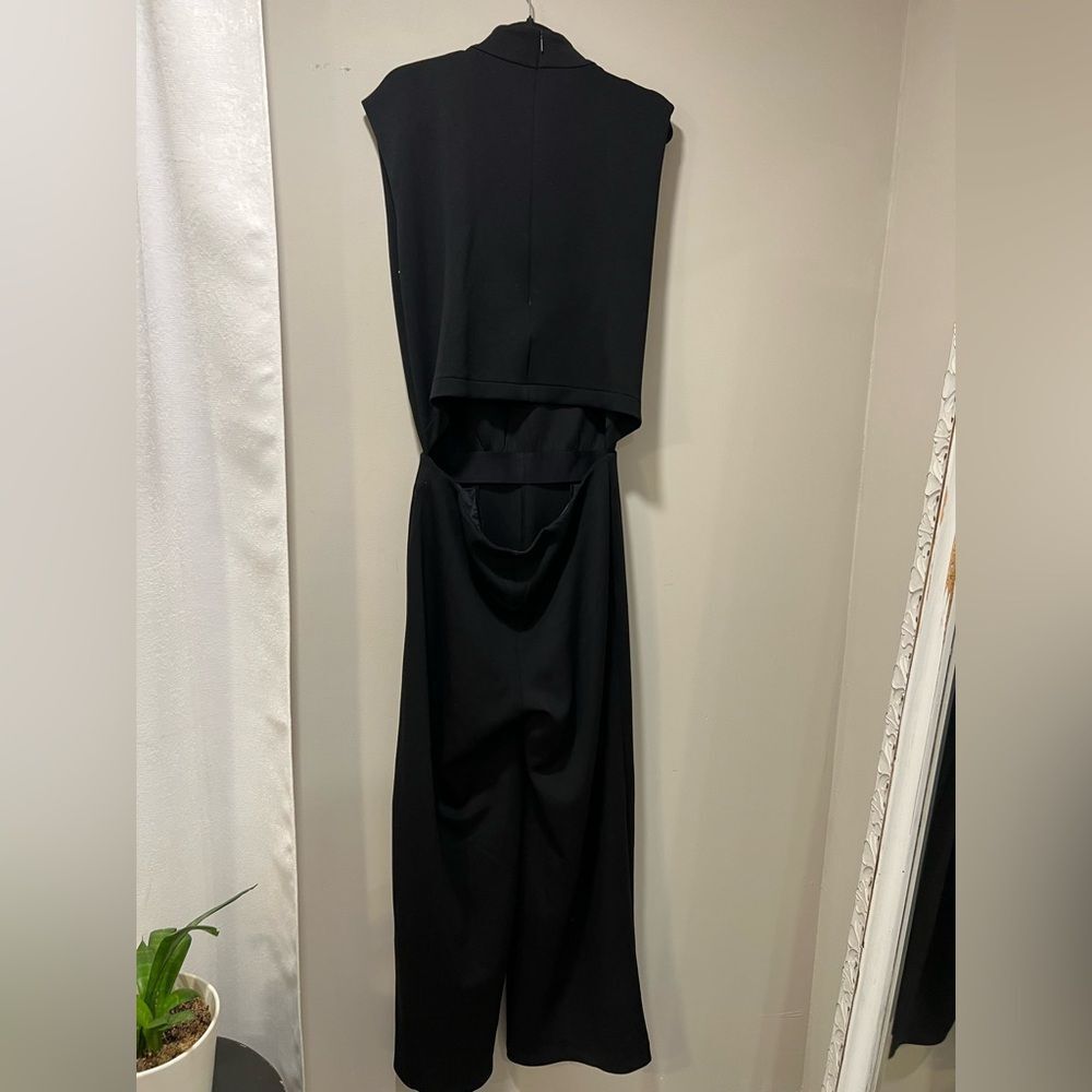 SPANX AirEssentials Mockneck Jumpsuit Sleeveless Black Wide-Leg Size Large - Picture 7 of 9